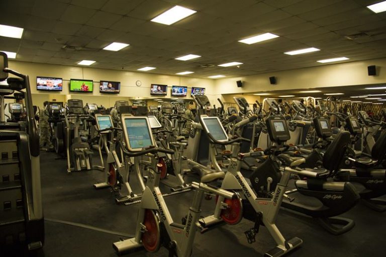 Image of fitness center with eliptical bikes